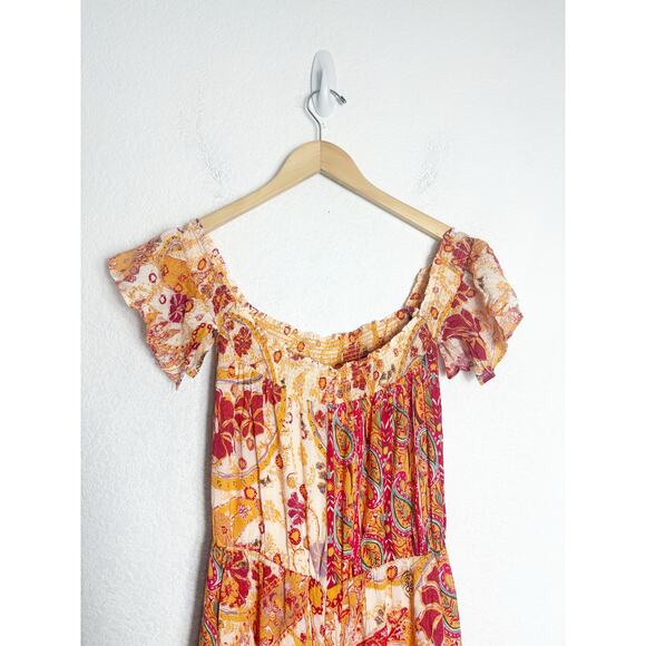 NWT Free People Carmen Jumpsuit Off Shoulder Floral Wide Leg Size Small Bohemian - Picture 11 of 13